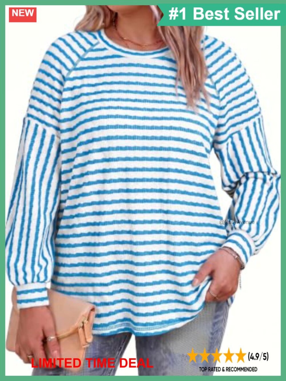 Plus Size Striped Long Sleeve Tunic Top